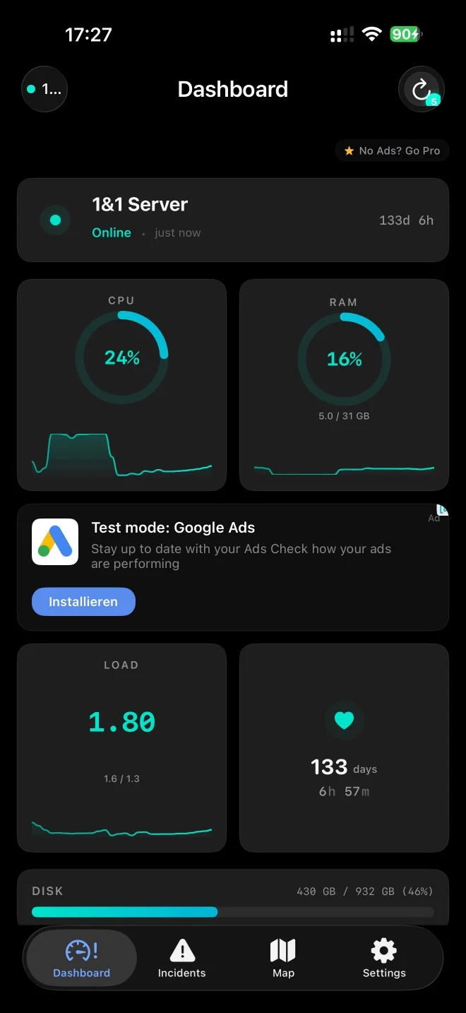 ServerWatch Dashboard für iOS