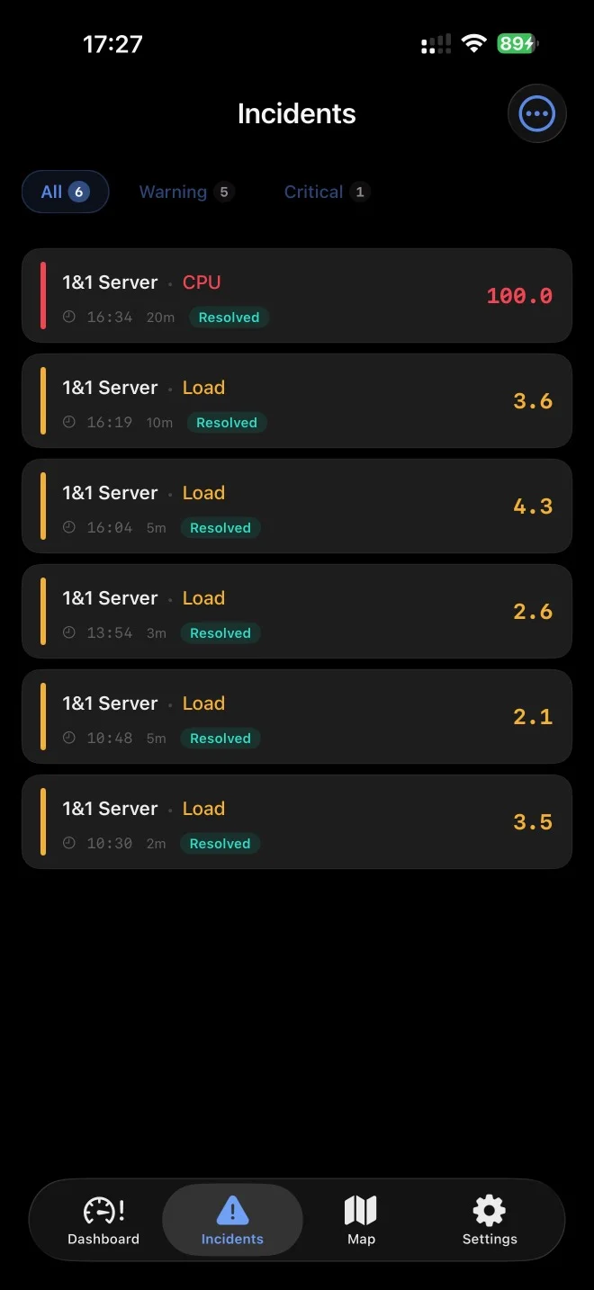 Vorfälle auf iOS