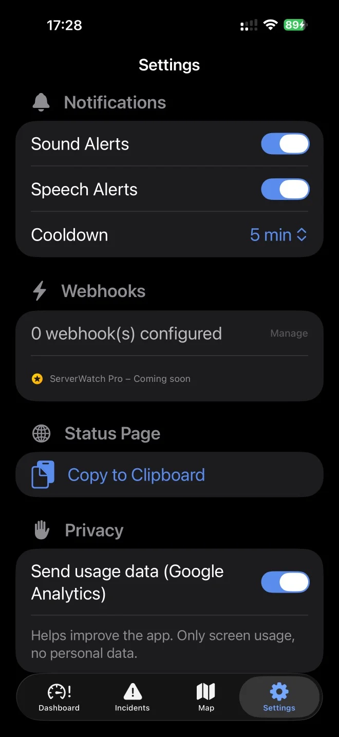 Weitere Einstellungen auf iOS