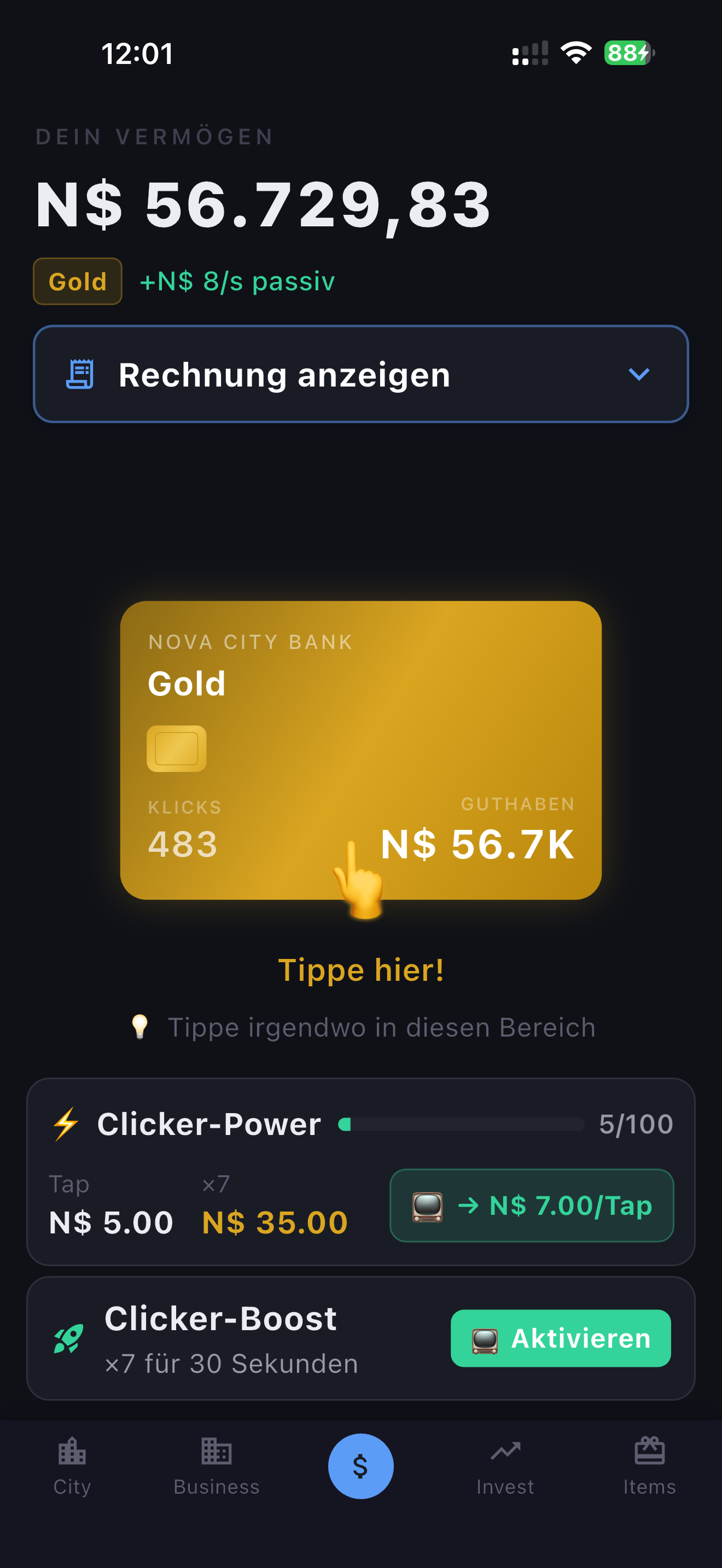 Clicker und Bank